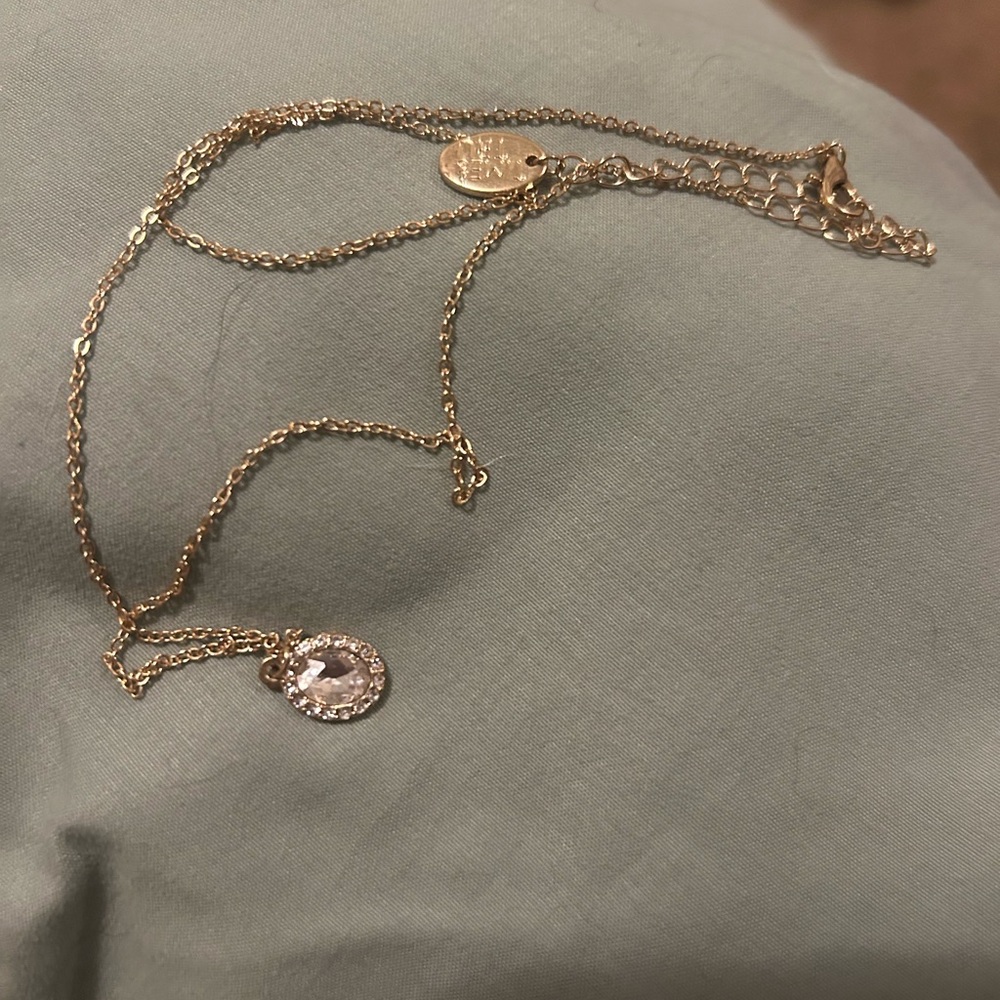 Time and Tru Gold Necklace with Clear Pendant